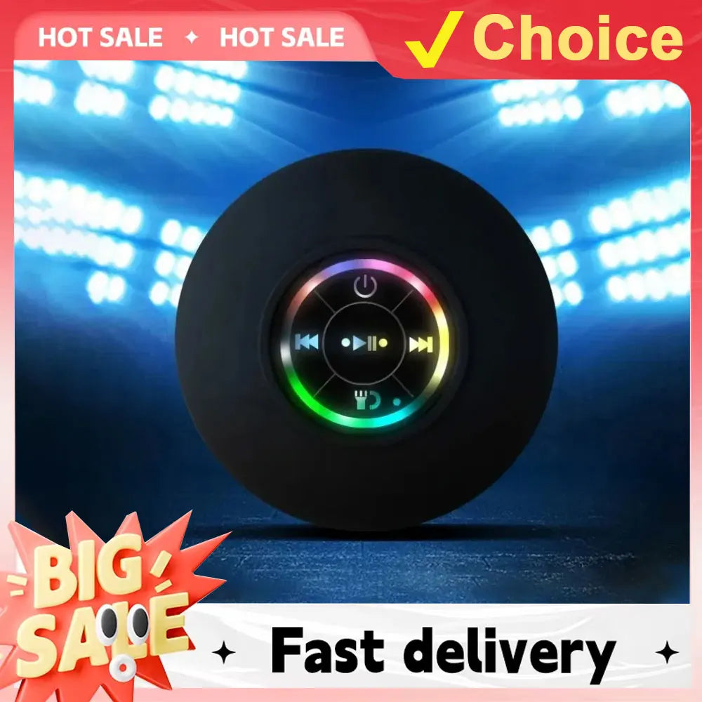 AquaBeat Mini: Waterproof LED Bluetooth Speaker with Powerful Sound & Suction Cup Mount
